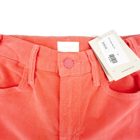 MOTHER The Hustler Ankle Fray Hopscotch Corduroy in Coral 24 - Picture 7 of 14